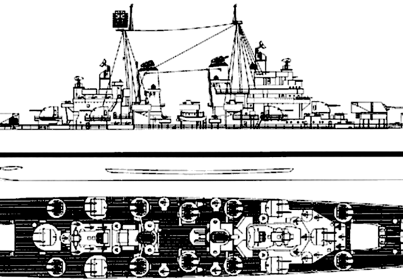 Cruiser USS CA-68 Baltimore 1943 [Heavy Cruiser] - drawings, dimensions, pictures